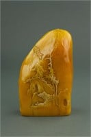 Chinese Yellow Shoushan Stone Carved Boulder