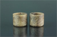 Pair of Chinese Hardstone Archer's Rings