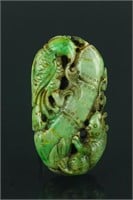 Chinese Green Hardstone Carved Pendant