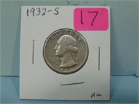 1932-S Washington Silver Quarter - AU