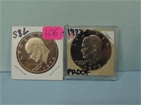 1973-S and 1978-S Eisenhower Ike Proof Dollars