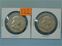 Two Franklin Silver Half Dollars