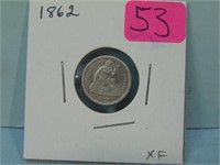 1862 Seated Liberty Silver Half Dime - XF