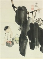 Zhou Sicong 1939-1996 Chinese Watercolour on Scrol