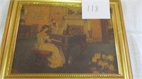 GIRL PLAYING PIANO PICTURE 16 X 12