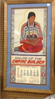 January 1944 Empire Builder calendar framed