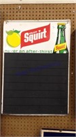 Squirt metal sign w/ chalk board