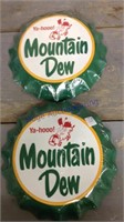 Mountain Dew  11 inch bottle cap style, chc of 2