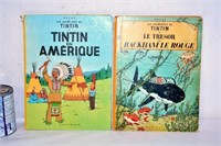 2 albums Tintin: En Amérique et Rackham le Rouge