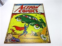 Affiche métallique Action Comics style vintage