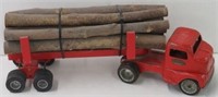 Tonka Red Cab Truck & Logging Trailer w/Logs