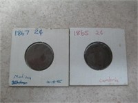 1865 & 1867 2 Cent Coins