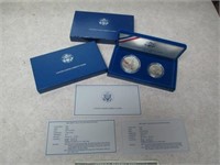 1986 US Liberty Silver Dollar & Half Dollar Set in