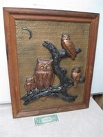 Unique Vintage 3-D Owl Wall Art - 19x23