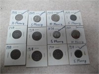 Lot of 12 Atq/Vintage German Nazi Pfennig Coins