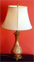A VINTAGE TABLE LAMP WITH ANTIQUE FRENCH PORCELAIN