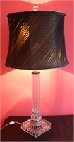 A BACARRAT FRENCH CRYSTAL TABLE LAMP WITH BRONZE