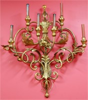 AN ITALIAN GOLD VINERY AND FOLIATE SIX-ARM SCONCE