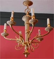 AN FRENCH STYLE TORCH MOTIF SIX ARM CHANDELIER