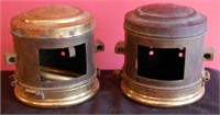 TWO EARLY AUTOMOBILE BRASS HEADLIGHT HOUSINGS