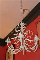 A 20TH C. BAMBOO MOTIF WHITE TOLE CHANDELIER