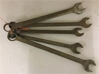 Group of 5 large open/box end wrenches