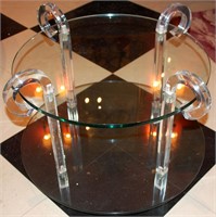 A LUCITE AND GLASS MODERN DESIGN SIDE TABLE