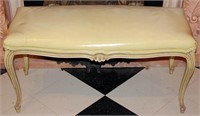 A MID 20TH CENTURY FRENCH PROVINCIAL PAINTED BENCH