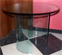 A LATE 20TH C. MODERN DESIGN GLASS TABLE