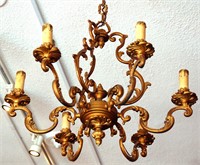 A FRENCH STYLE GOLD ROCOCO CHANDELIER