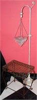 ANTIQUE IRON BRIDGE LAMP STANDARD AND WIRE TABLE