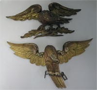 2 CARVED GILTWOOD EAGLES LARGEST 18 1/2" WING SPAN