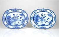 PAIR OF EXPORT BLUE AND WHITE PLATTERS