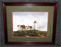 Framed Lighthouse Art w/ Signature