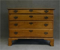4 DRAWER  TIGER MAPLE 18THC. NEW ENGLAND CHEST