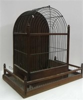 19THC. WOOD AND WIRE BIRD CAGE