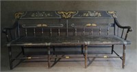 1/2 SPINDLE PLANK SEAT BENCH IN ORIG. PAINT