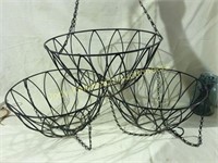Lot of 3 heavy hanging wire planter baskets