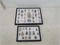 2 Arrowhead Collections in Display Cases