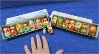16 small wooden hand painted ornaments-dolls