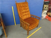 vintage orange striped tallback chair - nice