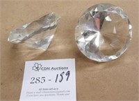2 Large Glass Diamond Shaped Pieces