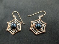 .925 Silver/RoseGold Tahitian Pearl Earrings