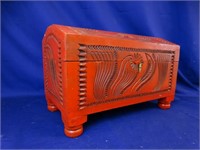 Small Red Carved Trunk on Legs