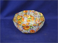 8 Sided Antique Handpainted Decorative Bowl