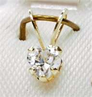 14K Gold Cubic Zirconia Heart-shaped Pendant