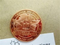 Kennedy Liberty.999 Fine Copper Coin