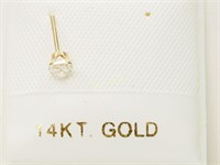 14K Yellow Gold Cubic Zirconia Nose Pin