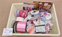 Tray Lot of Crafting Ribbons & Other