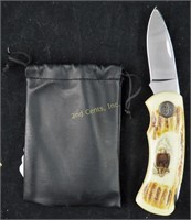 New Wild Outdoors Stag Handle Eagle Folding Knife